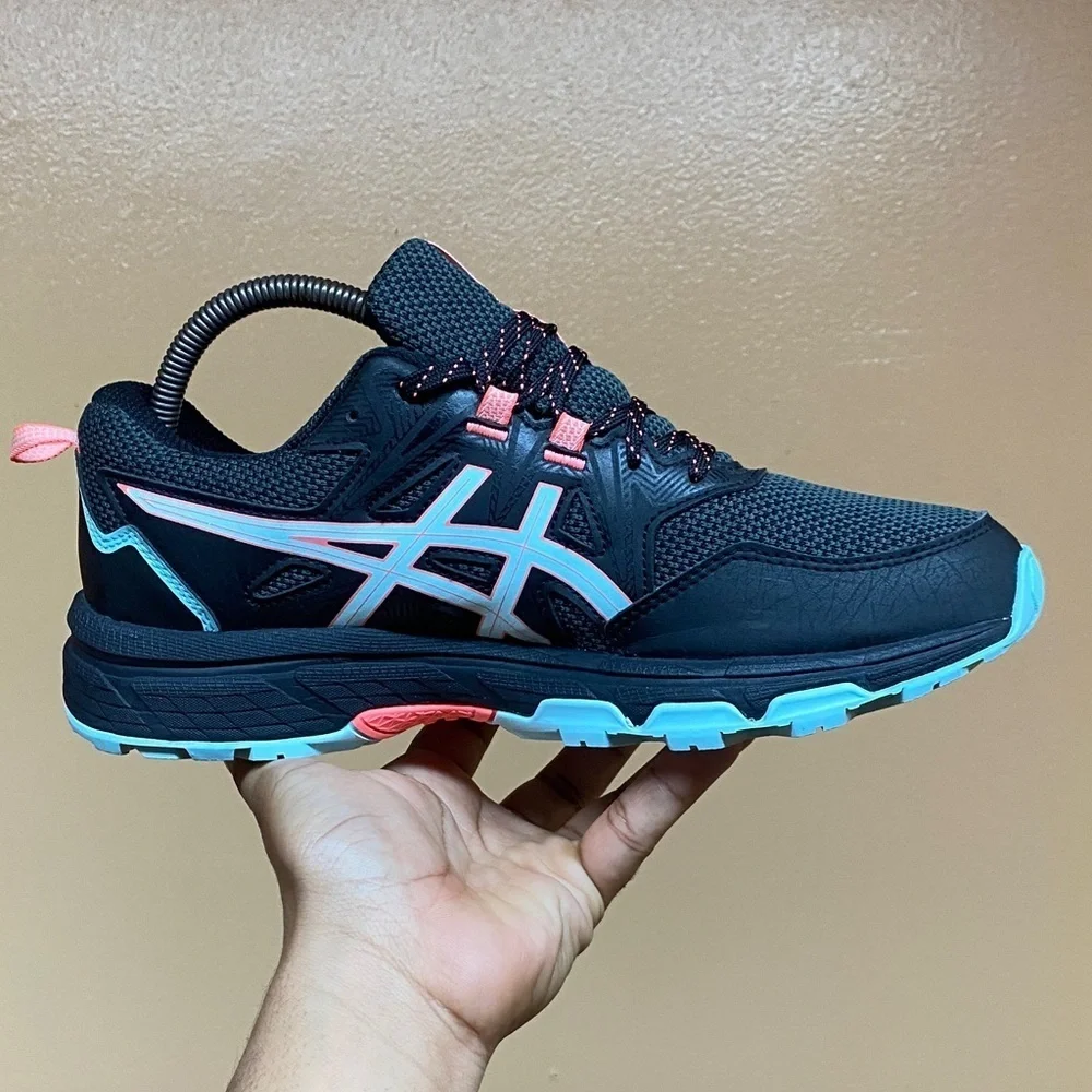 ASICS Gel-Venture 8 Trail Running Sneakers Black Clear Blue Coral Pink Size 10